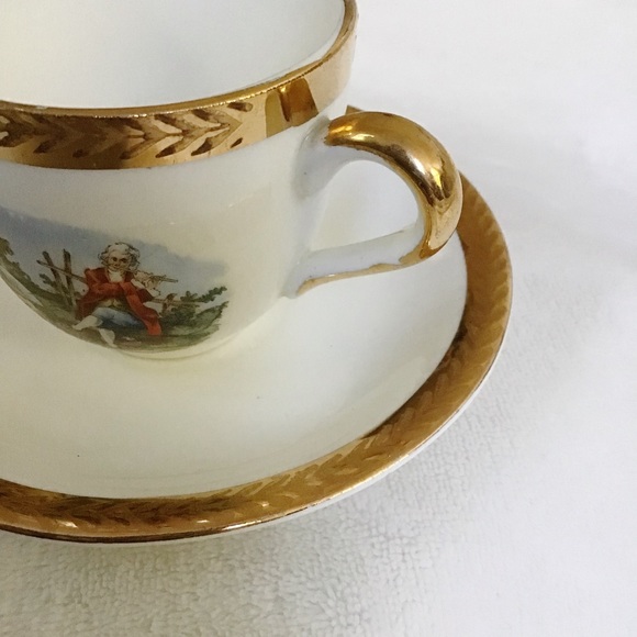 Vintage W.S. George Warranted 22 Karat Gold Ardalt Demitasse Half Cup Saucer - Picture 12 of 15